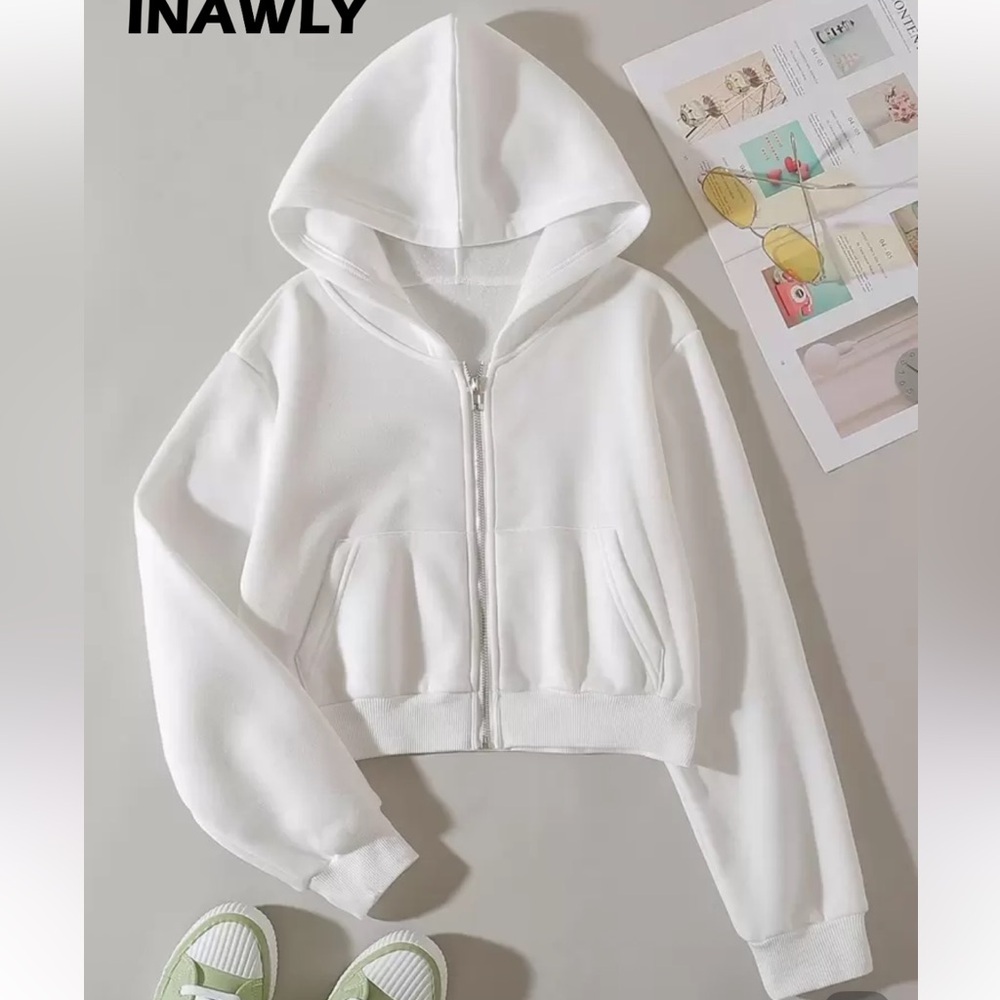 Bundle 3 for 15 SHEIN White Zip-Up Hoodie Cardigan